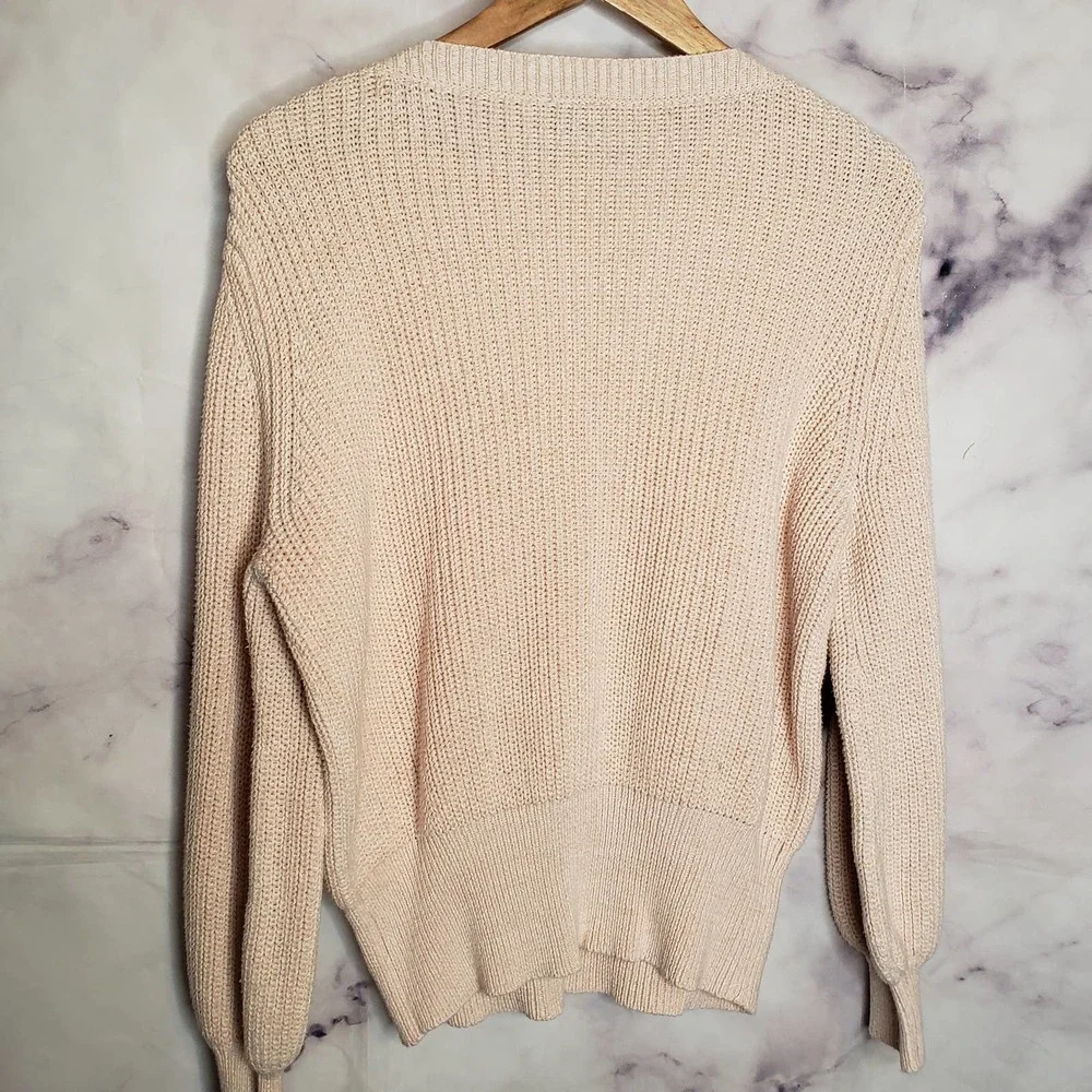 MOD Lusive off white chunky knit balloon sleeves pullover sweater XL